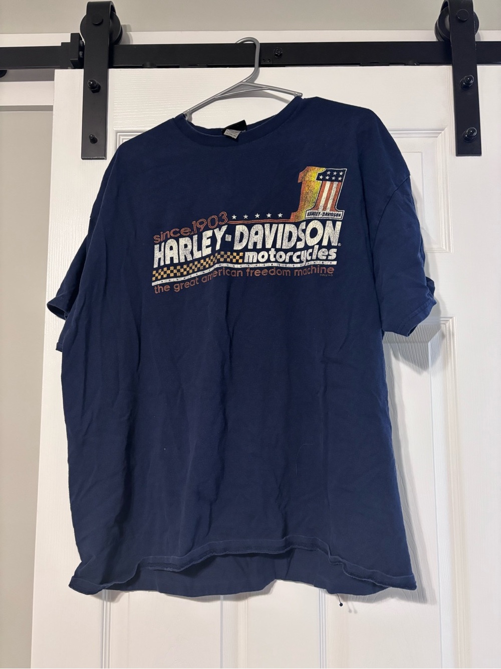 Harley-Davidson Navy Short Sleeve Tee with Flag Number Graphic